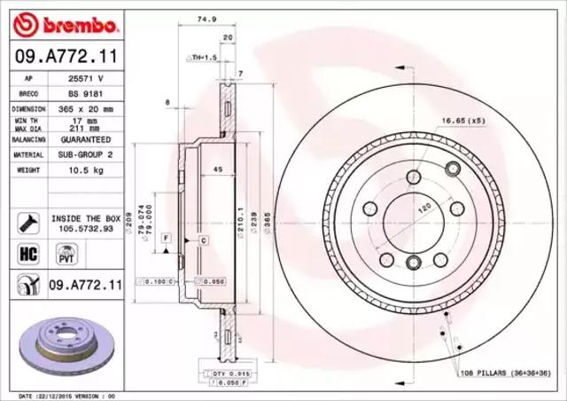 Дискові гальма 09A77211 BREMBO