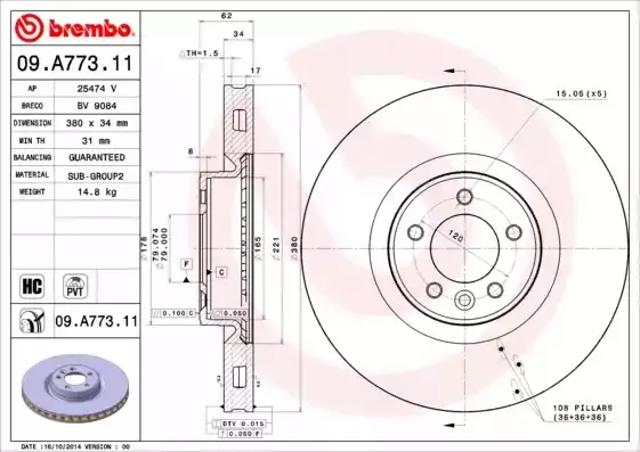 Гальмо дискове переднє 09A77311 BREMBO