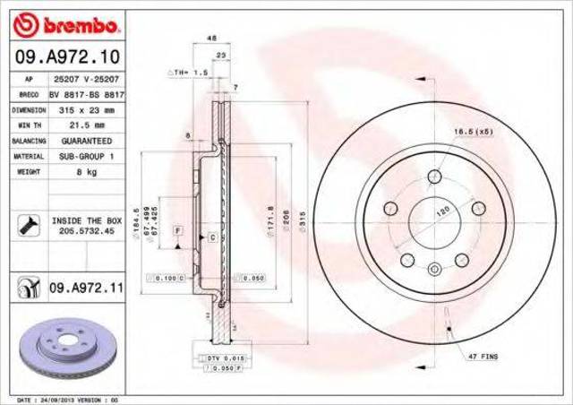 Дискові гальма 09A97211 BREMBO