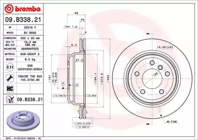 Задні дискові гальма 09B33821 BREMBO