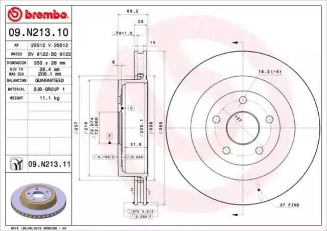Диск заднього гальма 09N21311 BREMBO