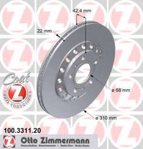 Диск заднього гальма 100331120 ZIMMERMANN