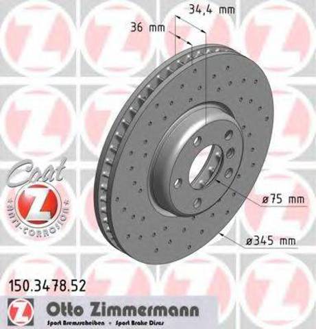 Диск переднього гальма 150347852 ZIMMERMANN