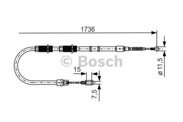 Трос ручного гальма задній, правий/лівий 1987477257 BOSCH