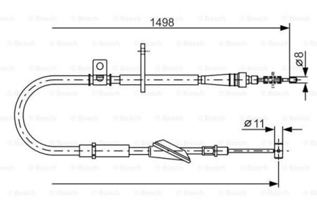 Трос стоянкового гальма задній правий 1987477772 BOSCH