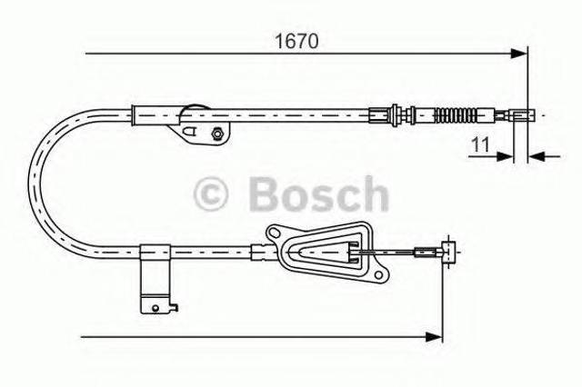 Трос ручного гальма задній, правий 1987477943 BOSCH