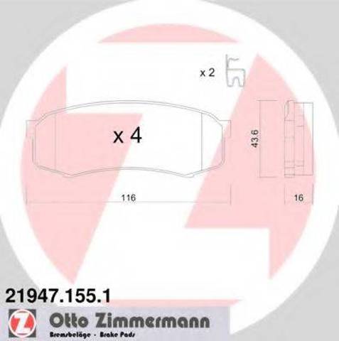 Задні гальмівні колодки 219471551 ZIMMERMANN
