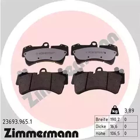 Передні гальмівні колодки 236939651 ZIMMERMANN