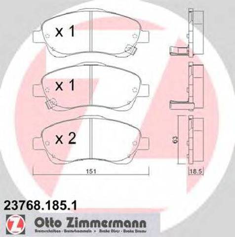 Передні гальмівні колодки 237681851 ZIMMERMANN
