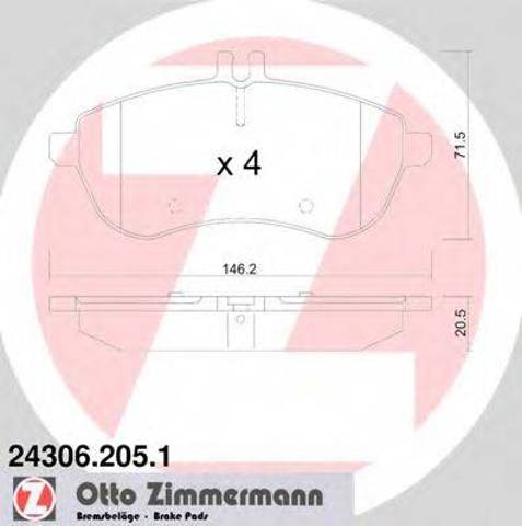 Колодки гальмівні дискові комплект 243062051 ZIMMERMANN
