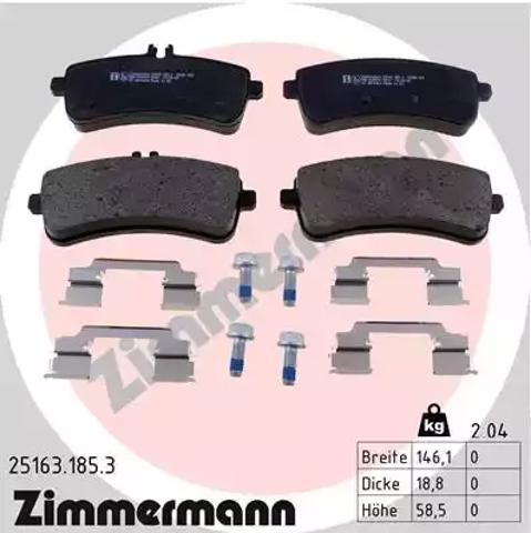 Комплект задніх колодок 251631853 ZIMMERMANN