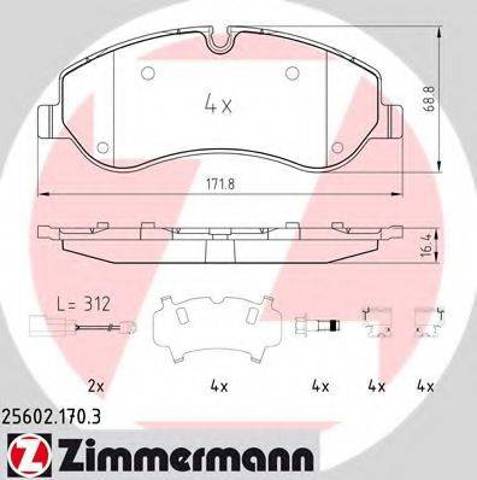 Колодки гальмівні передні, дискові 256021703 ZIMMERMANN