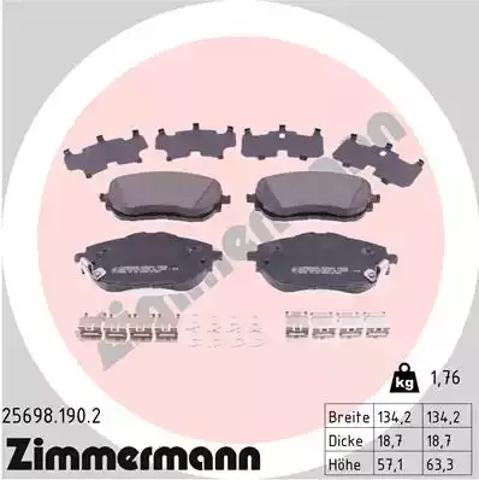 Колодки гальмівні передні, дискові 256981902 ZIMMERMANN