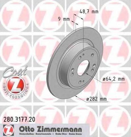 Диск заднього гальма 280317720 ZIMMERMANN