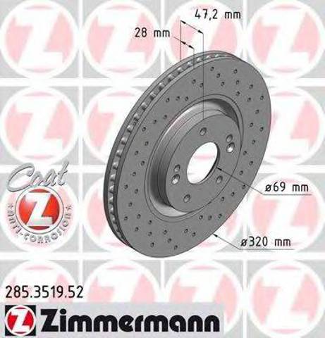 Диск гальмівний передній 285351952 ZIMMERMANN