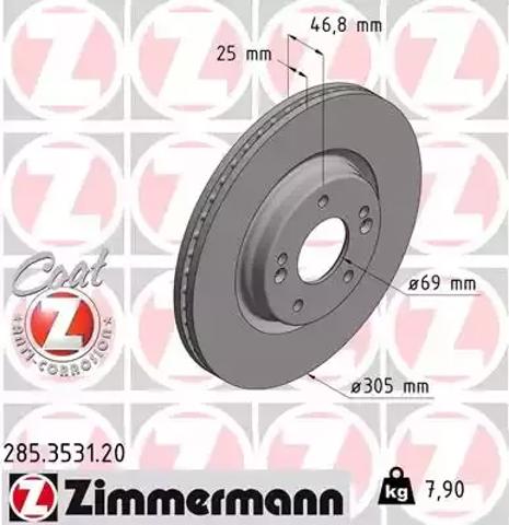 Диск переднього гальма 285353120 ZIMMERMANN