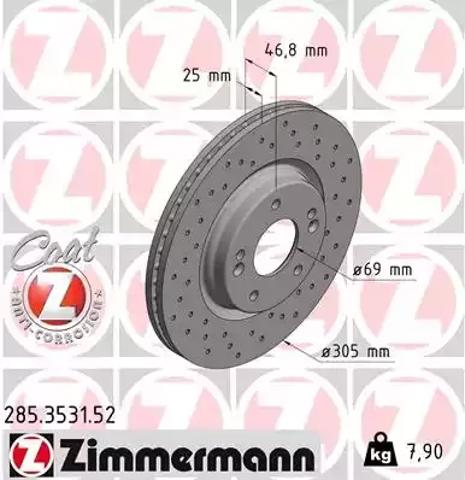 Диск гальмівний передній 285353152 ZIMMERMANN