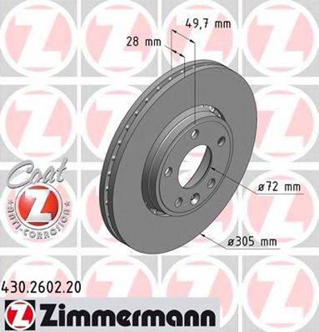 Гальмо дискове переднє 430260220 ZIMMERMANN