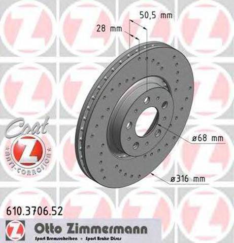 Гальмо дискове переднє 610370652 ZIMMERMANN