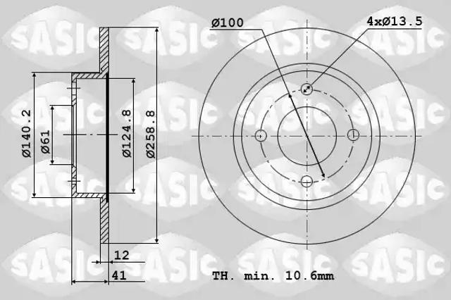 Диск переднього гальма 6104001 SASIC