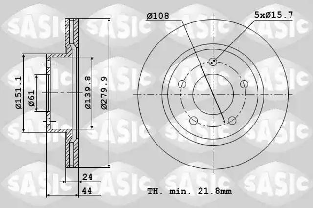 Диск переднього гальма 6104036 SASIC