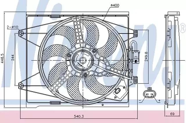 Дифузор радіатора охолодження, в зборі з мотором і крильчаткою 85744 NISSENS