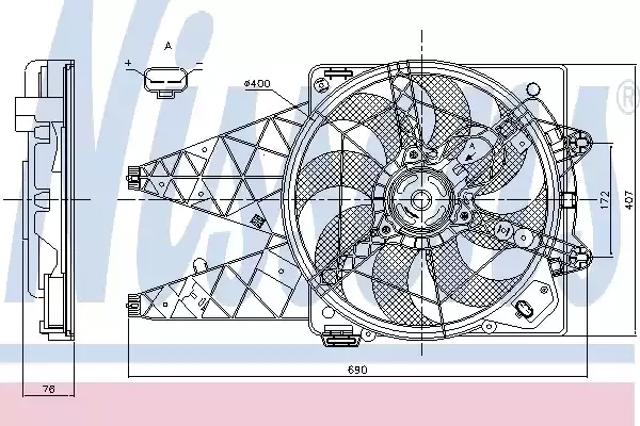 Дифузор радіатора охолодження, в зборі з мотором і крильчаткою 85881 NISSENS