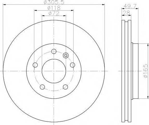 Диск переднього гальма 8DD355108951 HELLA