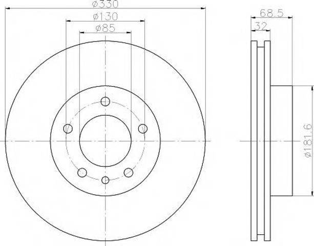 Диск переднього гальма 8DD355109741 HELLA