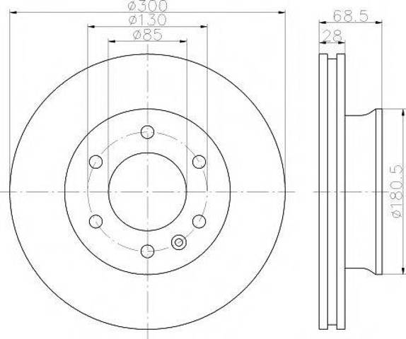 Диск гальмівний передній 8DD355117621 HELLA