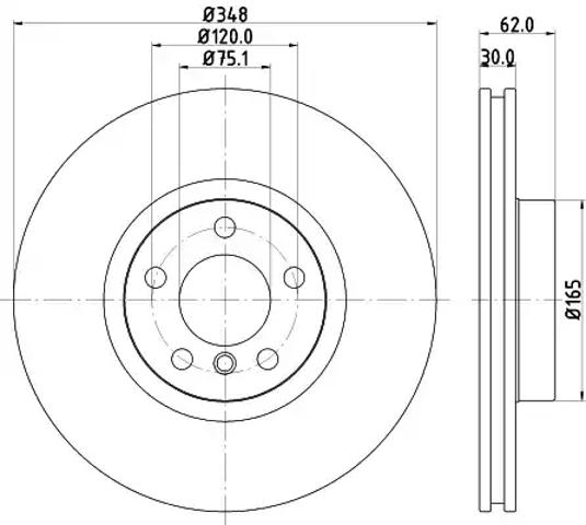 Диск переднього гальма 8DD355117741 HELLA