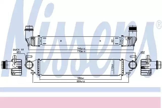Радіатор інтеркулера 96166 NISSENS