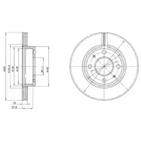 Гальмо дискове переднє BG2565 DELPHI