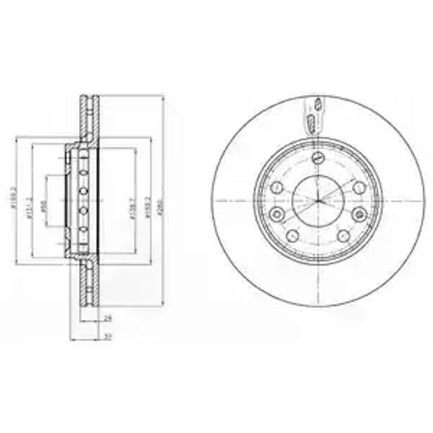 Диск переднього гальма BG4265C DELPHI