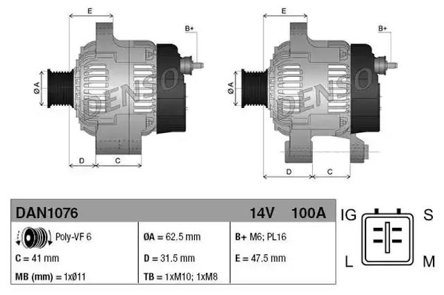 Alternator 12v 100a z kolem afp