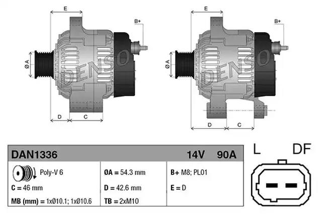 Генератор автомобільний DAN1336 DENSO