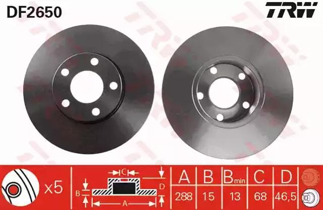 Гальмо дискове переднє DF2650 TRW