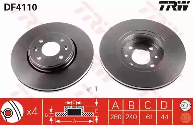 Диск переднього гальма DF4110 TRW