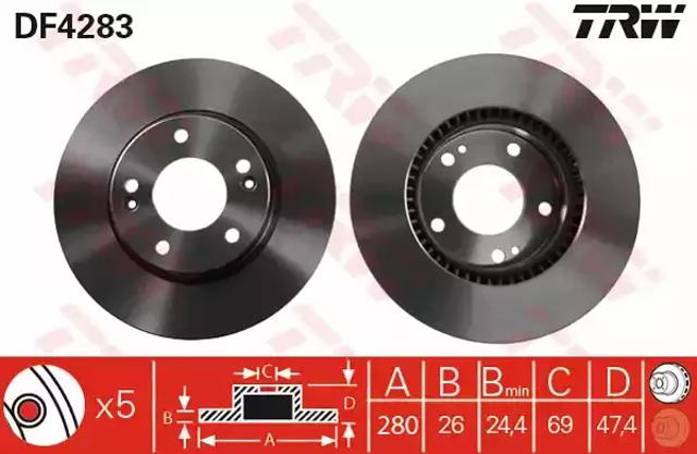 Гальмо дискове переднє DF4283 TRW