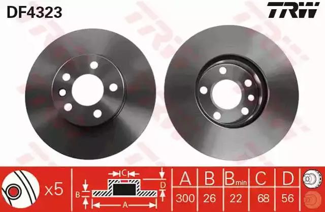 Диск переднього гальма DF4323 TRW