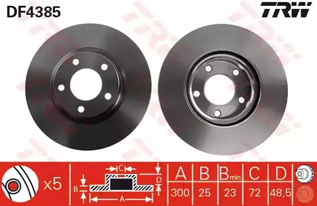 Диск переднього гальма DF4385 TRW