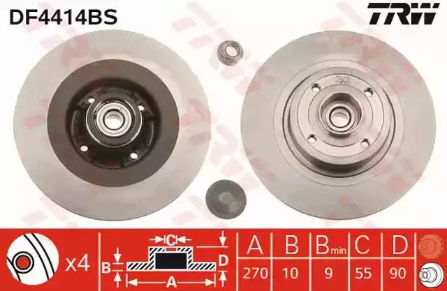 Диск заднього гальма DF4414BS TRW