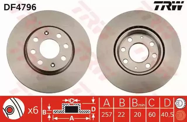 Диск переднього гальма DF4796 TRW