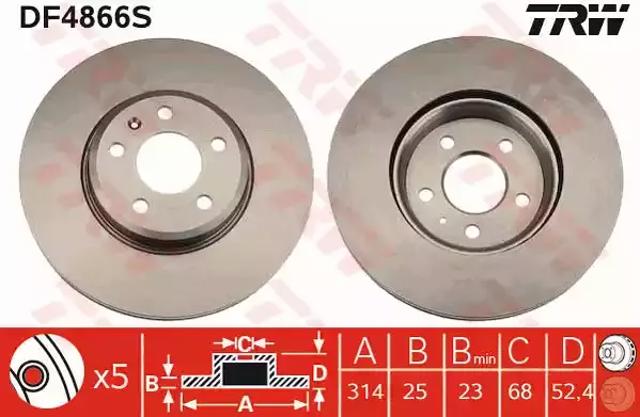 Диск переднього гальма DF4866S TRW