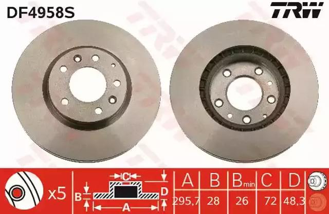 Диск переднього гальма DF4958S TRW