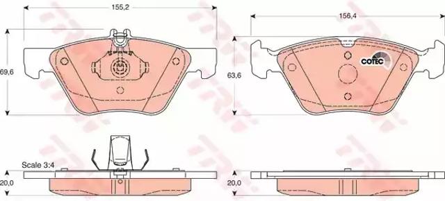 Колодки гальмівні дискові комплект GDB1215 TRW