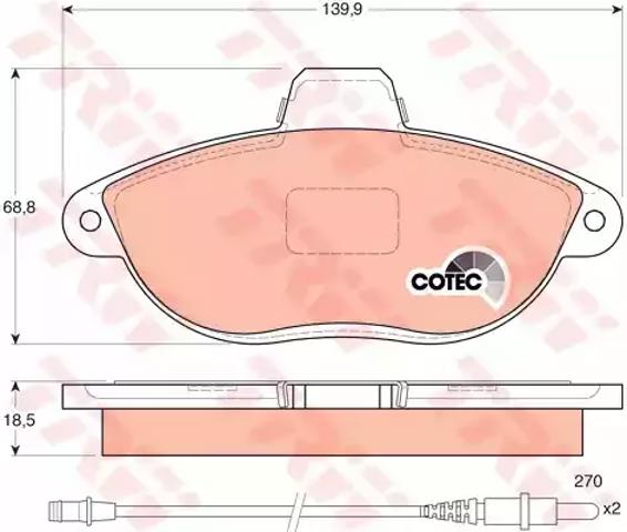 Колодки гальмівні дискові комплект GDB1216 TRW