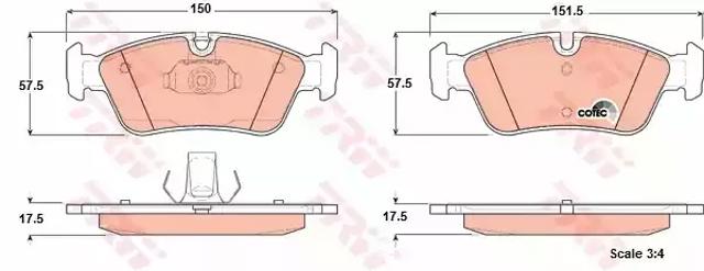 Передні гальмівні колодки GDB1348 TRW