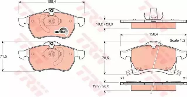 Колодки гальмівні дискові комплект GDB1350 TRW