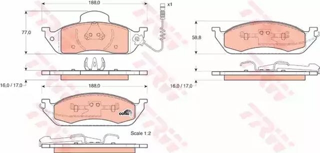Передні гальмівні колодки GDB1378 TRW